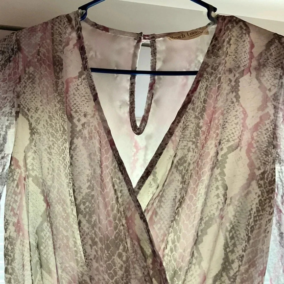 Chic Peach Love Long Sleeve Snake Print Dress - Size Small (B14) - Picture 6 of 9